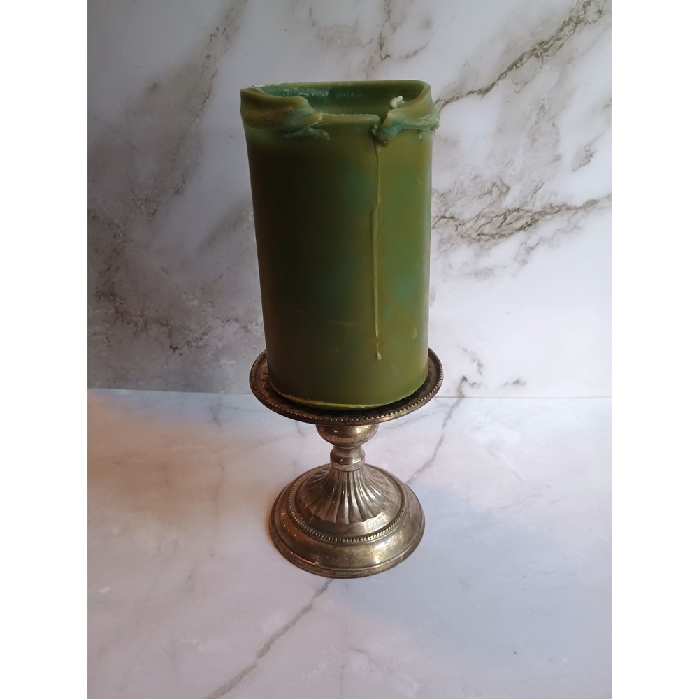 Two's Company Pillar Candle Holder Silver 3.5" In Height And Diameter